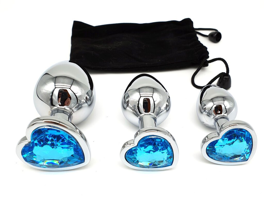 Blue Heart jewelled butt plug