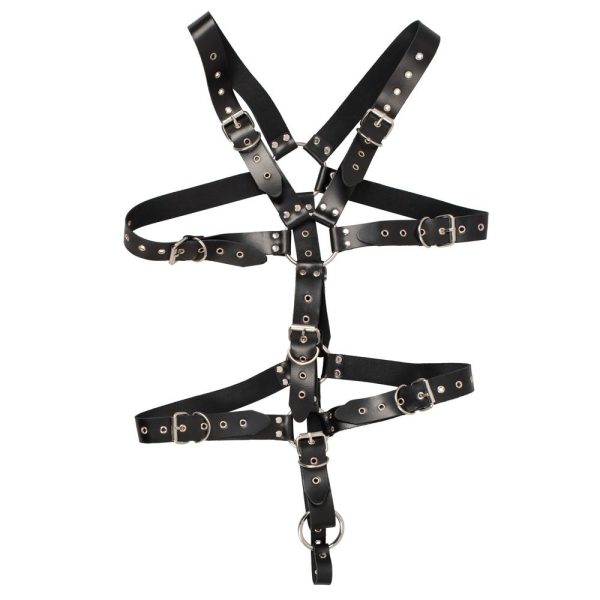 Mens Leather Adjustable Harness With Cock Ring - Image 3