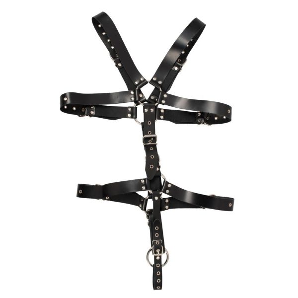 Mens Leather Adjustable Harness With Cock Ring - Image 4