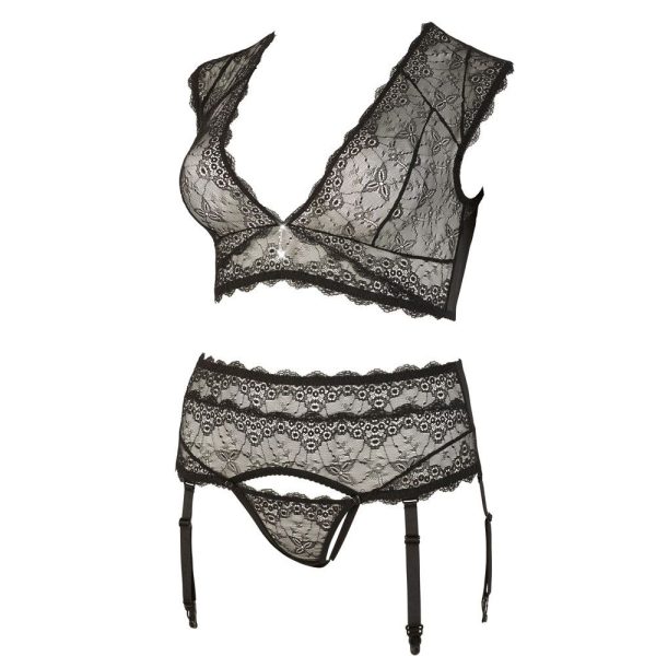 Cottelli Plus Size Bralette and String Set Black - Image 4