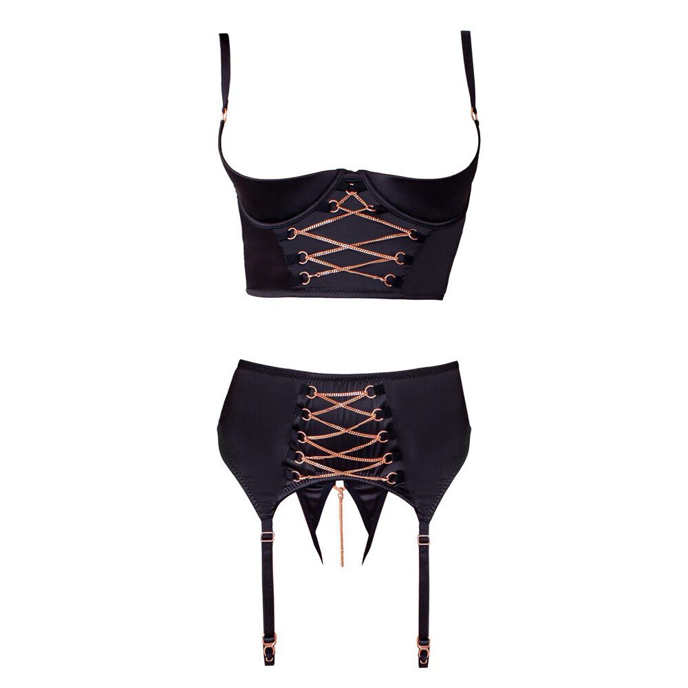 Black Abierta Fina Shelf Bra Set