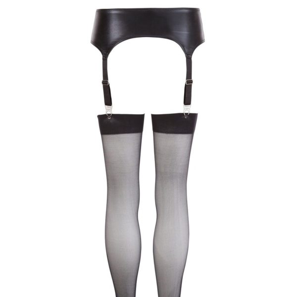 NOXQSE Wet Look Suspender Belt And Stockings - Image 4