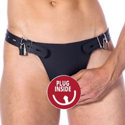 Double Leather Brief With Penis Hold And Dildo