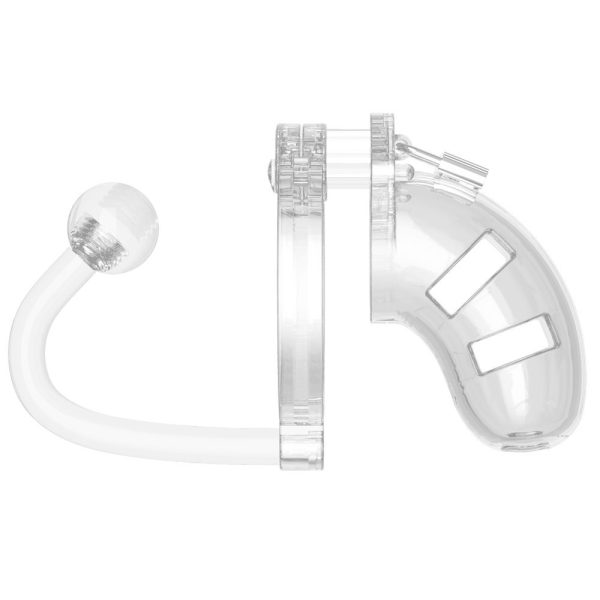 Man Cage 10  Male 3.5 Inch Clear Chastity Cage With Anal Plug - Image 3