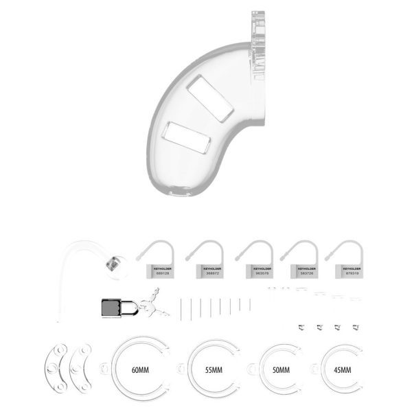 Man Cage 10  Male 3.5 Inch Clear Chastity Cage With Anal Plug - Image 4