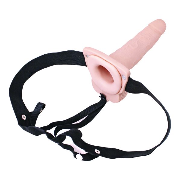 Erection Assistant Hollow Vibrating StrapOn 6 inch Flesh Pink - Image 2