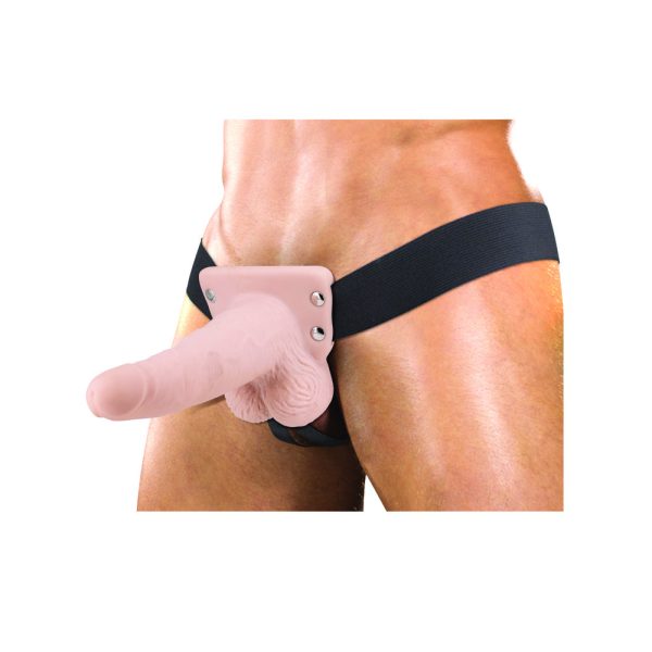 Erection Assistant Hollow Vibrating StrapOn 6 inch Flesh Pink - Image 3