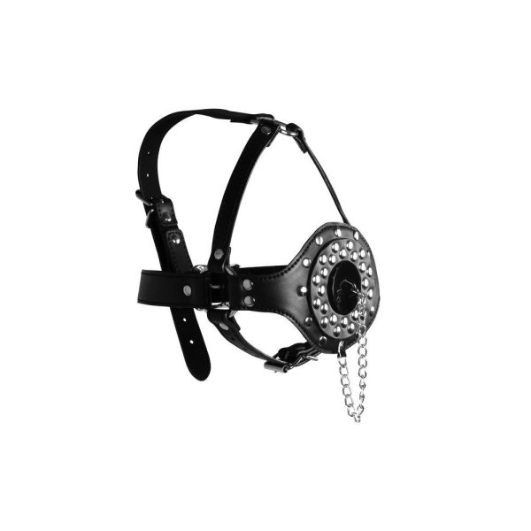 Open Mouth Gag Head Harness with Plug Stopper - Image 2
