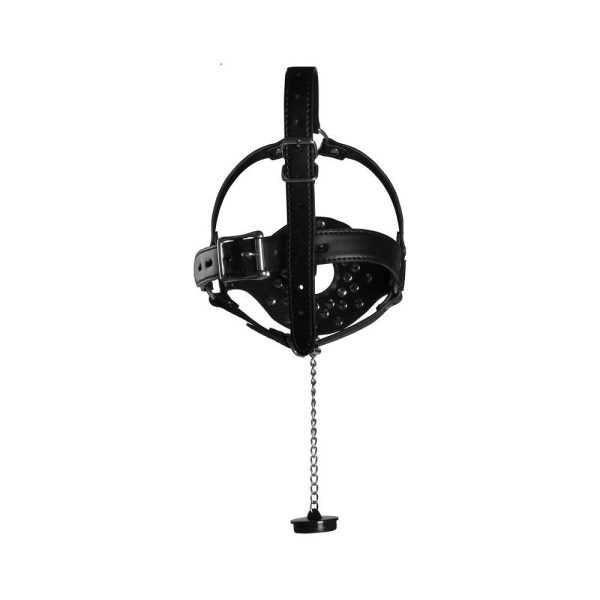 Open Mouth Gag Head Harness with Plug Stopper - Image 3