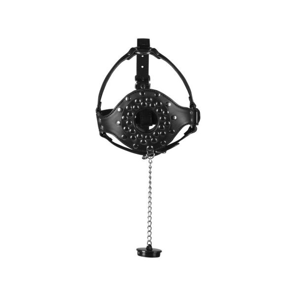 Open Mouth Gag Head Harness with Plug Stopper - Image 4