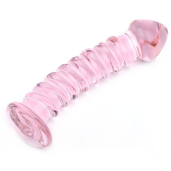 Textured Pink Glass Dildo - Image 3