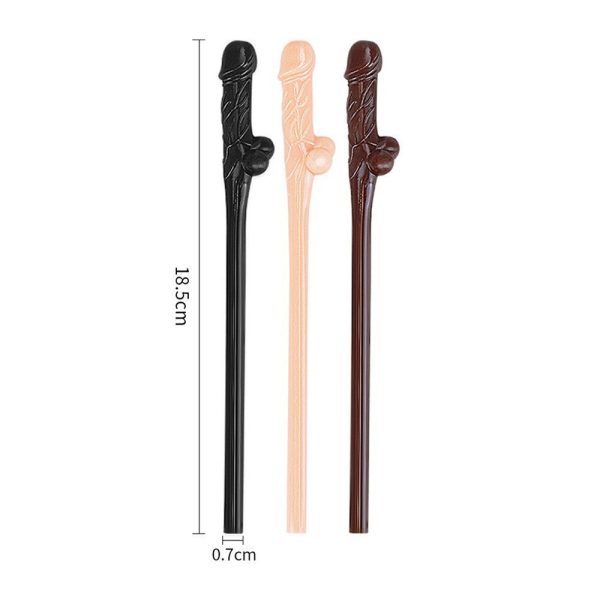Lovetoy Pack Of 9 Willy Straws Black Brown And Pink - Image 2