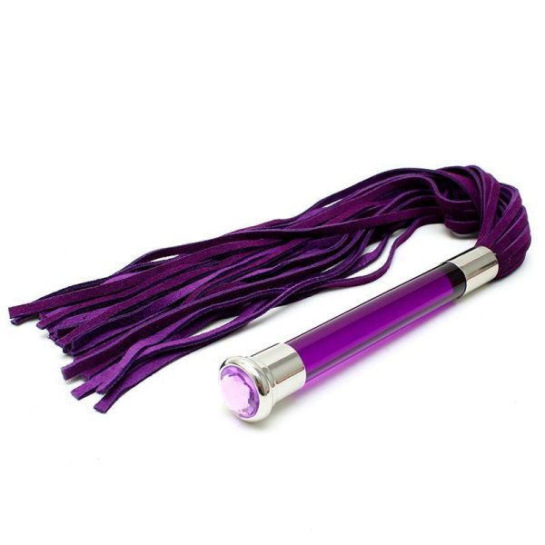 Purple Suede Flogger With Glass Handle And Crystal - Image 2