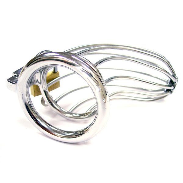 Rouge Stainless Steel Chasity Cock Cage With Padlock - Image 3
