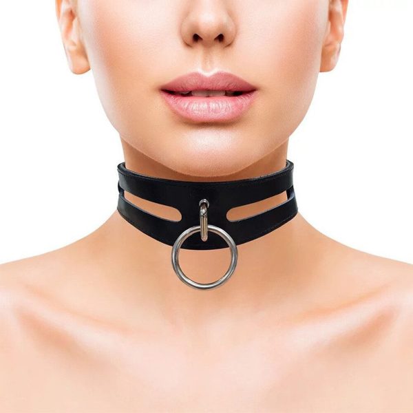 Rouge Garments Leather Fashion Bondage Collar Black - Image 2