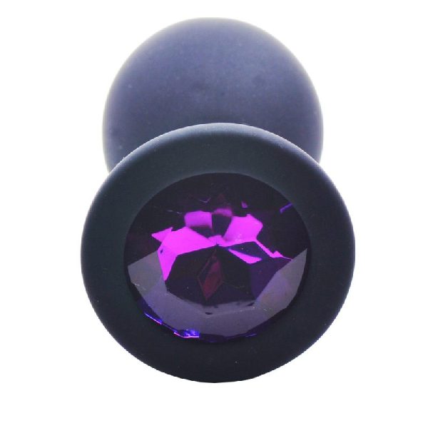 Small Black Jewelled Silicone Butt Plug - Image 3