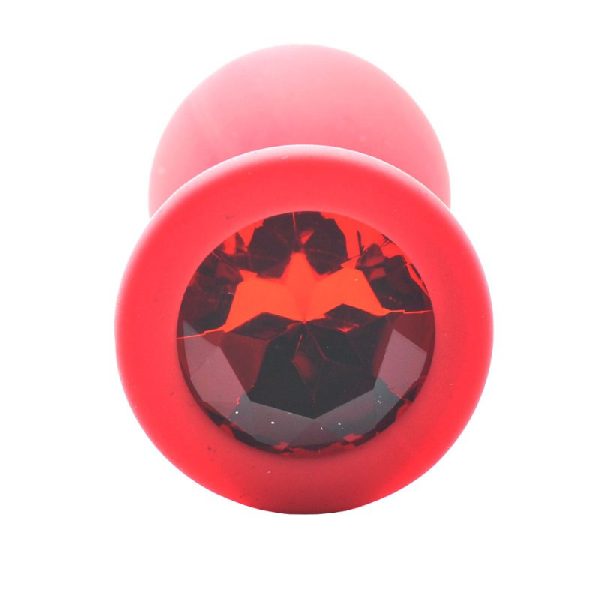 Small Red Jewelled Silicone Butt Plug - Image 3