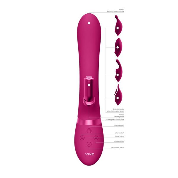 Vive Chou Double Action Interchangeable Rabbit Vibrator Pink - Image 2
