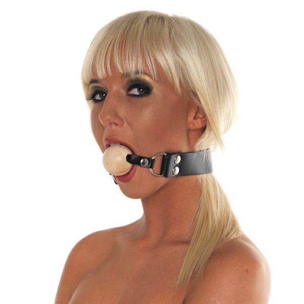 Leather Gag With Wooden Ball And Headstrap